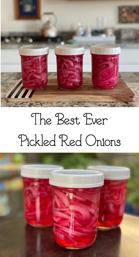 Preserved Recipes, Best Pickled Red Onion Recipe, Pickled Veggies Recipe, Canning Pickles Recipe, Pickled Vegetables Recipe, Street Taco, Red Onion Recipes, Quick Pickled Red Onions, Canning Pickles