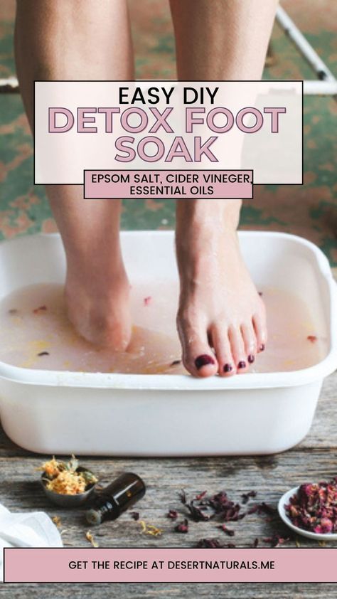 woman's feet in a detox foot soak Baking Soda Foot Soak, Foot Bath Soak, Detox Foot Soak, Homemade Foot Soaks, Epsom Salt Foot Soak, Foot Detox Soak, Rosemary Oil For Hair Growth, Foot Soak Recipe, Diy Detox