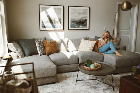 Queens Apartment, U Couch, Gray Sectional Living Room, Sutton Park, Grey Sofa Living Room, Couches Living, Grey Couch Living Room, Comfortable Couch, Living Room Interior Design