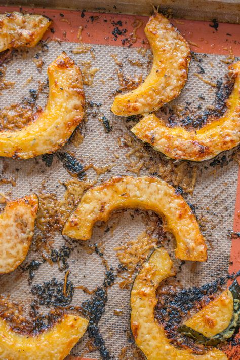 Parmesan Crusted Acorn Squash, Acorn Squash Fries Baked, Acorn Squash Fries, Acorn Squash Salad, Acorn Squash Baked, Lemon Dijon Dressing, Squash Chips, Squash Fries, Fry Food