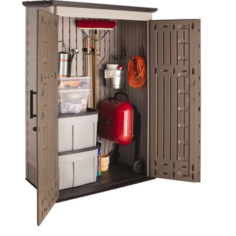 Buildings & Storage Sheds | Sheds-Plastic | Rubbermaid 1887157 Large Vertical Storage Shed 31"L x 52"W x 81"H | 602309 - GLOBALindustrial.com Pool Shed Organization, Rubbermaid Storage Shed, Shed Deck, Rubbermaid Shed, Outdoor Storage Buildings, Rubbermaid Storage, Plastic Storage Sheds, Garage Inspiration, Utility Storage Cabinet