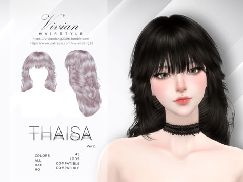 The Sims Resource - Thaisa - ver2 - Hairstyle Mod Hair, Sims 4 Cas Mods, Pelo Sims, The Sims 4 Packs, Sims 4 Dresses, Sims 4 Characters, Sims 4 Downloads, Sims4 Clothes, Sims 4 Cc Packs