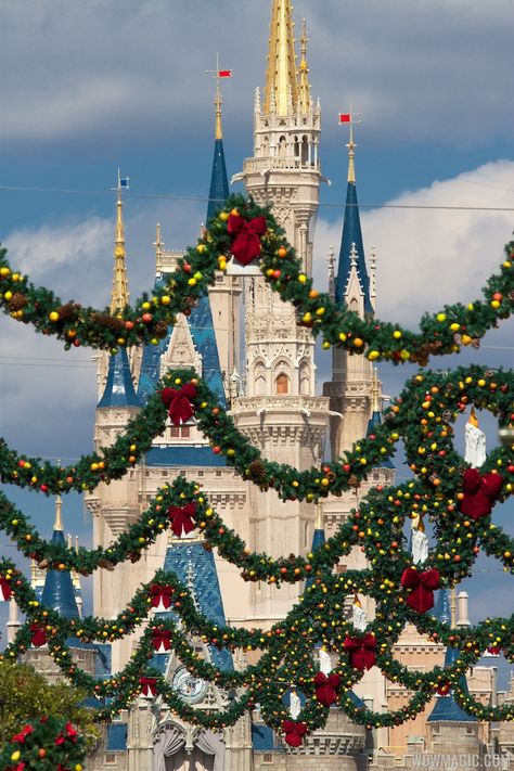 Magic Kingdom Christmas, Christmas At Disney, Disney Castles, Disney Magical, Holidays Decorations, Disneyland Christmas, Cinderella's Castle, Disney World Christmas, Christmas Destinations