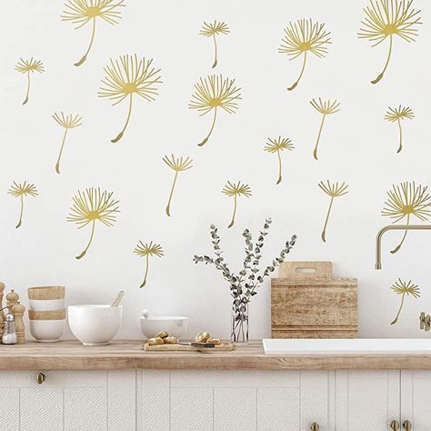 Amazon.com: Wall Stickers & Murals - Wall Stickers & Murals / Paint, Wall Treatments & Suppl...: Tools & Home Improvement Dandelion Wall Decal, Kids Bedroom Wall Decor, Dandelion Wall Art, Flower Mural, Kids Bedroom Walls, Home Office Colors, Simple Wall Art, Gold Home Decor, Nursery Wall Stickers