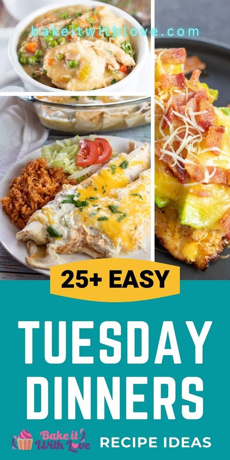 Quick Busy Night Dinners, Tuesday Dinner Ideas Families, Tuesday Night Dinner Ideas, Tuesday Meals, Busy Night Dinner, Collage With Text, Easy Weeknight Recipes, Tuesday Dinner, Night Dinner Recipes