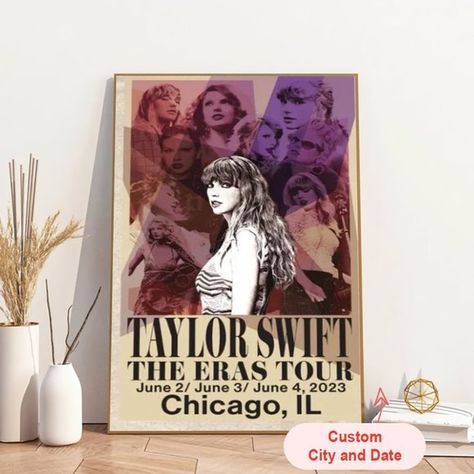 Taylor Swift Eras Tour Poster 12x18 Taylor Eras Tour, Eras Tour Poster, Chicago Poster, Rogers Centre, Chicago Tours, Tour Poster, Taylor Swift The Eras Tour, 22 November, Tour Merch