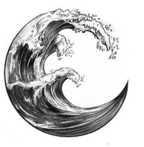 Ocean Wave Tattoo, Circular Tattoo, Ancient Art Tattoo, Wave Tattoo Design, Poseidon Tattoo, Wave Tattoo, Circle Tattoos, Yin Yang Tattoos, Ocean Tattoos