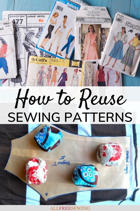 How to Reuse Sewing Patterns #nationalsewingmonth #nsm2021 What To Do With Old Sewing Patterns, Repurpose Sewing Patterns, Old Sewing Patterns Repurpose, Vintage Sewing Pattern Crafts, Vintage Sewing Pattern Crafts Projects, Vintage Sheet Sewing Projects, Repurposing Old Quilts, Framed Vintage Sewing Patterns, Sewing Pattern Pieces