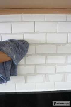 How to Easily Change the Color of Existing Grout - The Crowned Goat Redo Grout Floors, How To Fix Grout In Tile Floor, How To Color Grout, Redo Grout Bathroom, Change Grout Color Bathroom, How To Change Grout Color, Regrouting Tile, Kitchen Grout, Grout Renew