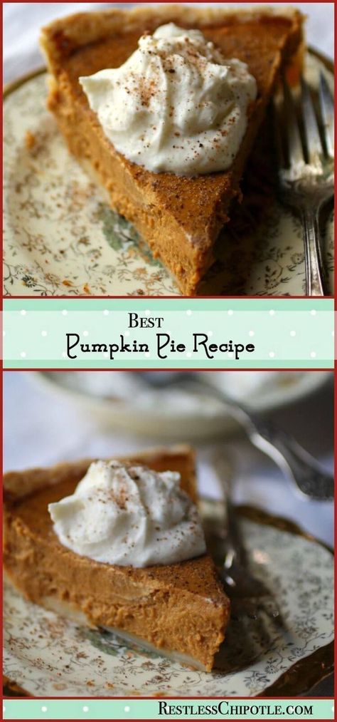 The Best Pumpkin Pie Recipe, Easy Southern Recipes, Libbys Pumpkin Pie, The Best Pumpkin Pie, Best Pumpkin Pie Recipe, Restless Chipotle, Pumpkin Pie Recipe Easy, Home Cooking Recipes, Pumpkin Pie Cheesecake