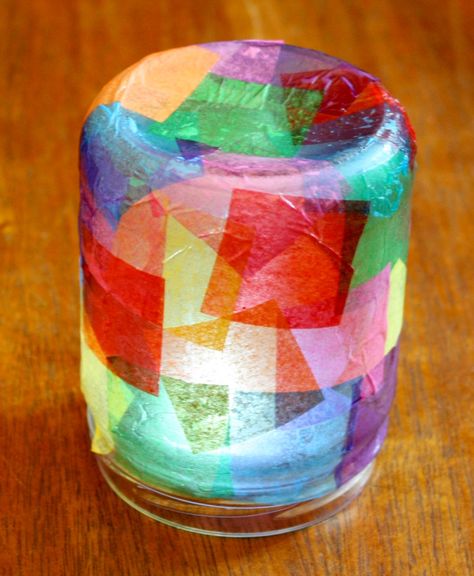 Kindergarteners Go Around The World: Week 23 ~ Italy Tissue Paper Vase, Lessons For Kindergarten, Paper Candle Holders, Pretty Candle Holders, Crafts With Glass Jars, Jar Candle Holder, Paper Vase, Cute Candles, Cool Art Projects