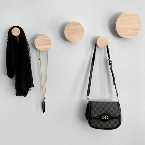 Scandi Coat Hooks, Wooden Hooks Wall, Wall Hooks Ideas, Wall Hooks Entryway, Hooks On Wall, Wooden Hooks, Modern Wall Hooks, Plasterboard Wall, Wooden Wall Hooks