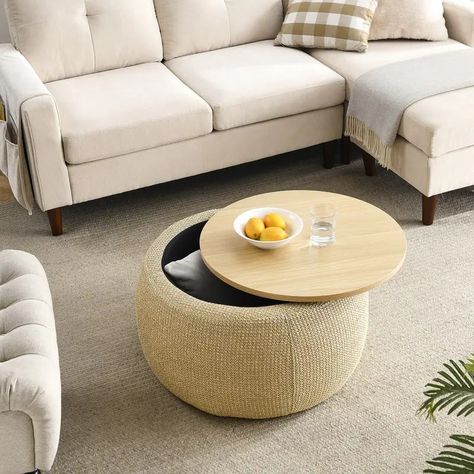 Round Drum Tables - Bed Bath & Beyond Circle Ottoman, Daybed With Drawers, Fabric Storage Ottoman, Round Storage Ottoman, Handmade Ottomans, Drum Coffee Table, Natural Living Room, Daybed With Storage, Living Room Stools