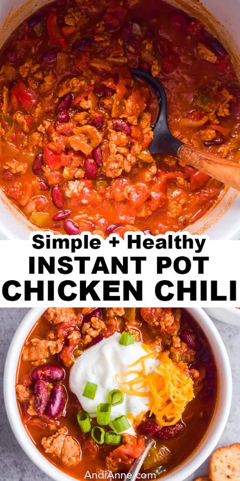 Instant Pot Chicken Chili Instapot Chicken Chilli, Instant Pot Chicken Chilli, Chicken Chilli In Instant Pot, Insta Pot Chicken Chili, Ground Chicken Chili Instant Pot, Ground Chicken Instant Pot Recipes, Red Chicken Chili, Ground Chicken Chili Recipe, Chicken Chili Instant Pot