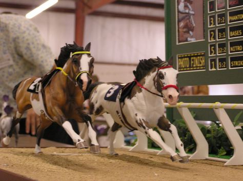 Custom Breyer Horses | two horses were customized by the exhibitor and placed in a race horse ... Breyer Horses Scenes, Diy Horse Barn, Horses Head, Bryer Horses, Horse Show Clothes, Barrel Racing Horses, Hobby Horses, Horse Inspiration, Science Fiction Movies