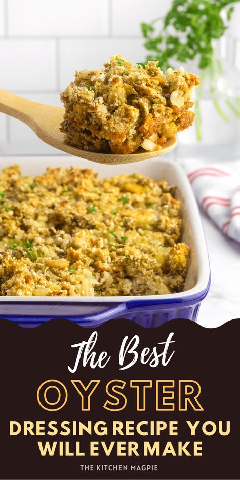 Gluten Free Oyster Dressing, Oyster Dressing Using Stove Top Stuffing, Oyster Filling, Oyster Cornbread Dressing, Shrimp Dressing Recipe, Oyster Dressing Recipes, Mexican Cabbage, Oyster Dishes, Oyster Stuffing