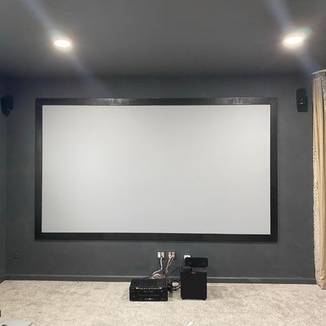 DIY Paint Wall Projector Screen: Best Budget Option Projector Theater Room, Projector Wall Ideas Living Room, Basement Projector Wall Ideas, Projector Wall Ideas, Diy Projector Screen, Projector Screen Ideas, Homemade Projector, Projector Paint, Wall Projector