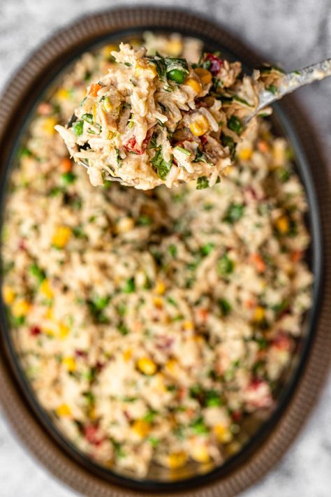 Tuna Rice Salad Recipes, Low Kilojoule Meals, Tuna Orzo Salad, Rice Salad Recipes Cold, Cold Rice Salad Recipes, Tuna Rice Salad, Rice Salad Cold, Gina Livy, Uni Meals