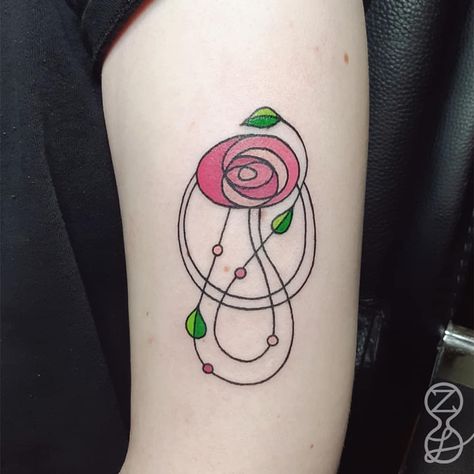 Macintosh Rose Tattoo, Rennie Mackintosh Tattoo, Stained Glass Rose Tattoo, Charles Rennie Mackintosh Designs, Roses Tattoos, Stained Glass Tattoo, Glass Tattoo, Art Nouveau Tattoo, Mackintosh Rose