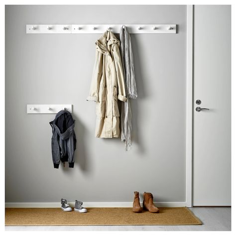 KUBBIS Rack with 7 hooks - white - IKEA Ikea Website, Hal Decor, Ikea Family, Small Storage, Coat Hooks, Towel Rail, Towel Holder, Natural Material, Wall Spaces