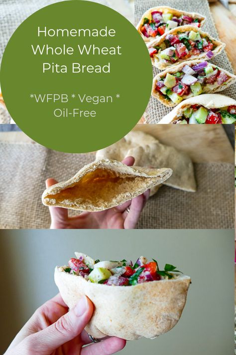 Wfpb Bread Recipe, Wfpb No Oil Recipes, No Bread Meals, Vegan Pita Bread Recipe, Wfpb Recipes No Oil, Wfpb Bread, Wfpb Lunch, Faithful Plateful, Wfpb No Oil