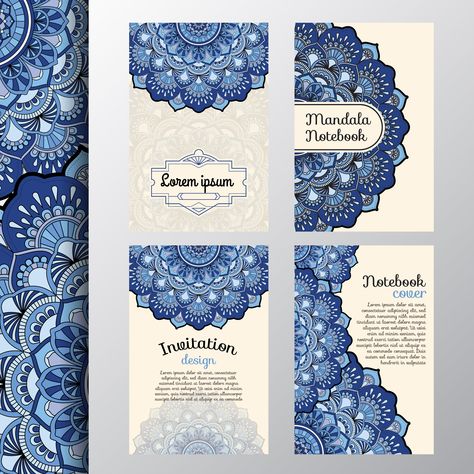 Mandala book cover and invitation Arabian Pattern, Islamic Mosaic, Menu Background, Mandala Card, Vintage Invitation, Wedding Card Design Indian, Mandala Book, Digital Invitations Wedding, Logo Design Set