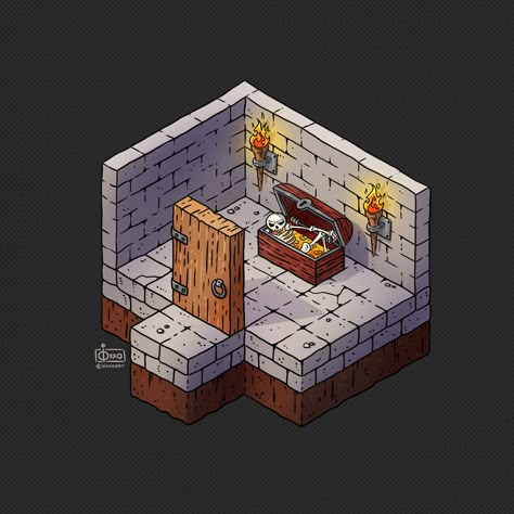 ArtStation - Isometric Dungeon, Oixxo Art Isometric Medieval, Isometric Dungeon, Dungeon Design, Medieval Room, 2d Game Design, Isometric Game, Dungeon Crawler, Rpg World, Dungeon Tiles