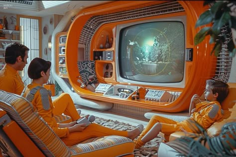 Retro Futurism 60s, Orange Sci Fi, Atompunk City, 1960s Sci Fi, Retro Futurism Interior Design, Futurism Interior Design, Retro Sci Fi Aesthetic, Retro Futurism Atompunk, 60s Futurism