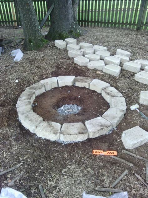 40 Inch (Inner) Diameter Retaining Wall Fire Pit ~ $110: 5 Steps Retaining Wall Fire Pit, Retaining Wall Bricks, Retaining Blocks, Make A Fire Pit, Retaining Wall Block, Retaining Wall Blocks, Brick Fire Pit, Wall Fires, Patio Fire Pit