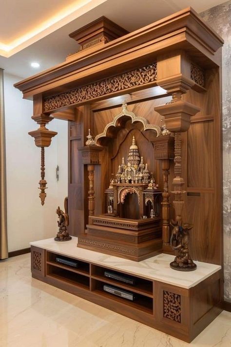 we are making Custom Made Mandir Dev Ghar, Wooden Temple For Home, Temple Ideas, Pooja Room Ideas, Tv Unit Ideas, Temple For Home, Mandir Designs, Pooja Door Design, Pooja Unit