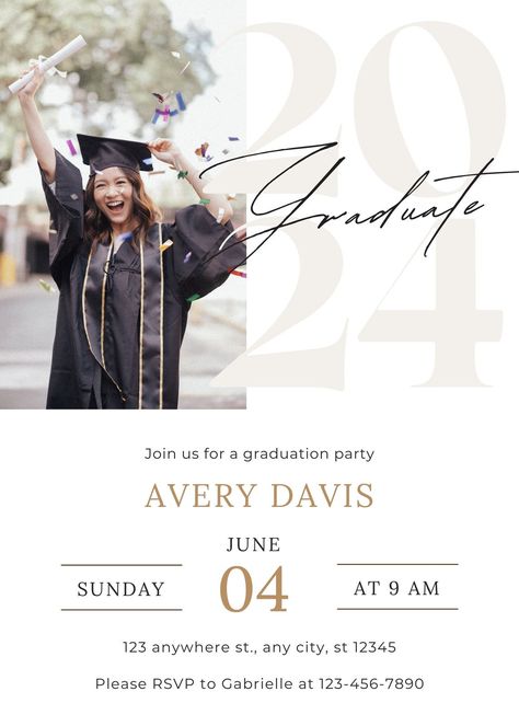 2023 Graduation Announcement and Party Invitation - Templates by Canva Invitation Graduation Card Design, Graduation Template Design, Graduation Invitation Design, Senior Ads, Graduation Templates, 2023 Graduation, Printable Invitation Templates, 2024 Graduation, Graduation Invitation