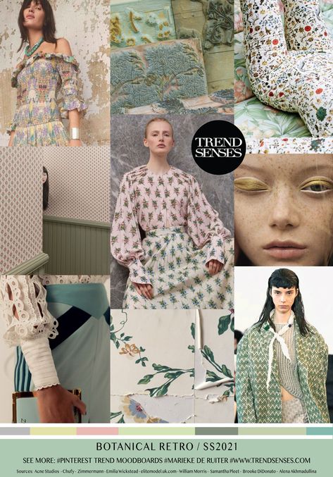 FASHION VIGNETTE: TREND | TREND SENSES - BOTANICAL RETRO . SS 2021 Trend Senses, Fashion Trending Moodboard, Outfits With Jordan 1s Fashion Styles, Fashion Catwalk, Fashion Trend Forecast, Color Trends Fashion, Fashion Forecasting, 2020 Fashion Trends, Mood Board Fashion