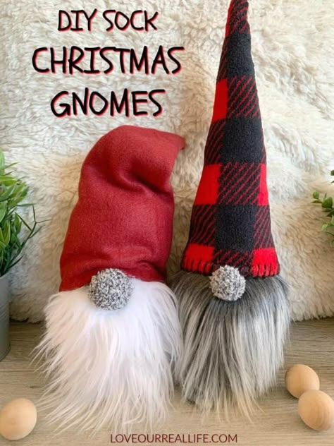 Learn how to make Christmas Gnomes with this simple tutorial. Grab a fuzzy sock and create a Scandinavian gnome for fun and cute Christmas home decor. Perfect for craft night, too! #christmascrafts #christmasdecor #gnome Gnome Crafts, Gnome Diy, Gnome Tutorial, Nordic Gnomes, Winter Decorations, Diy Socks, Gnomes Diy, Diy Event, Christmas Projects Diy