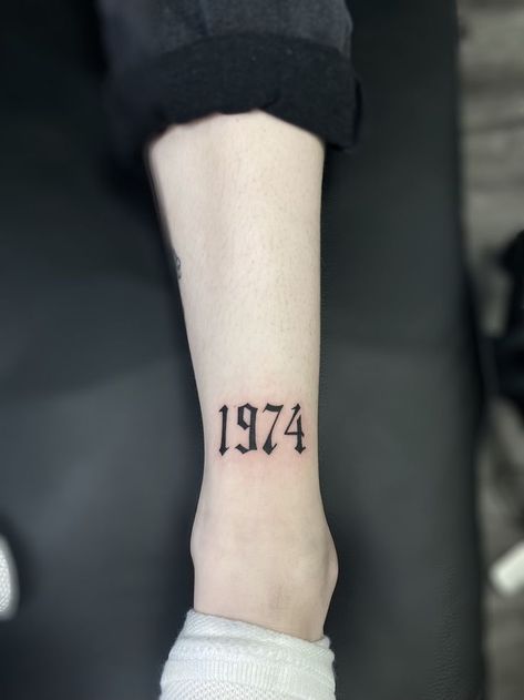 1974 number tattoo | Artist: Tamia Overes 1974 Tattoo Number, 1974 Tattoo, Tattoo Number, Number Tattoo, Number Tattoos, Tattoo Artist, Tattoo Artists, Tattoo Quotes, Tattoos