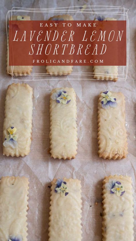 These perfectly crispy lavender lemon shortbread cookies have a light lavender flavor, are buttery with a crisp crumb and zesty lemon bite. Try it now! Lavender Shortbread Cookies, Lavender Shortbread, Lavender Cookies, Lemon Shortbread, Lemon Shortbread Cookies, Lavender Recipes, Shortbread Cookie Recipe, Lavender Lemon, Lemon Cookies