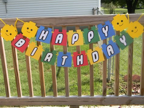 Lego Happy Birthday, Lego Birthday Banner, Lego Banner, Lego Star Wars Party, Lego Ninjago Birthday, Ninjago Birthday Party, Lego Themed Party, Birthday Banner Template, Ninjago Birthday