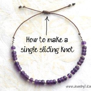 Single Sliding Knot, Sliding Knot Bracelet, Diy Bracelets Tutorials, Bracelets Handmade Diy, Bracelet Craft Diy, Jewelry Knots, Diy Bracelets Easy, Knot Bracelet, Bracelet Diy