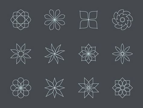 Geometric Flower Design, Geometrical Flower, Geometric Flower Pattern, Flower Icon, Geometric Flowers, Flower Geometric, Floral Logo Design, Flower Icons, Floral Border Design