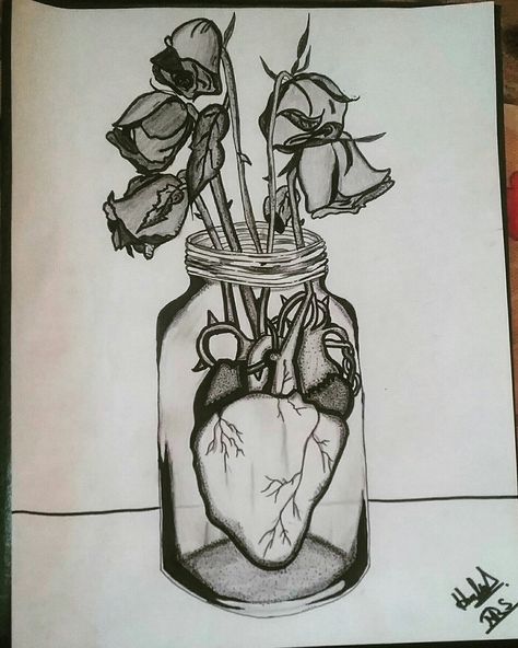 Creative heart drawing with dead flowers.... hope  Instagram: my_art_work1 Flower Anatomy Drawing, Died Flowers Drawing, Messy Flower Drawing, Dead Rose Drawing, Dead Flowers Tattoo, Hope Art Drawing, Dead Flower Drawing, Disguise Photography, Creative Heart Drawing