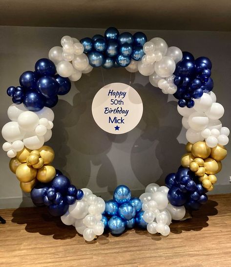 Balloon, Balloon Arch, Party, 50th Birthday Decors, Birthday Decors Balloon Arch For Men, Bloom Decoration, Circle Balloon Arch, Balloon Circle, Balloons Blue, Sonic Birthday Parties, Circle Arch, 50 Balloons, Wedding Stage Backdrop