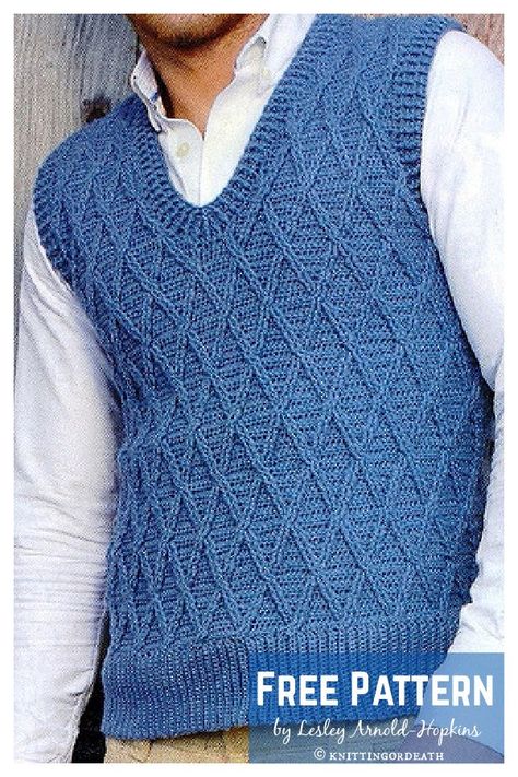 Trellis Tank Free Crochet Pattern Mens Vest Pattern, Crochet Vest Pattern Free, Modern Haken, Knit Vest Pattern Free, Vest Pattern Free, Crochet Sweater Vest, Aran Knitting Patterns, Crochet Men, Sweater Vest Mens