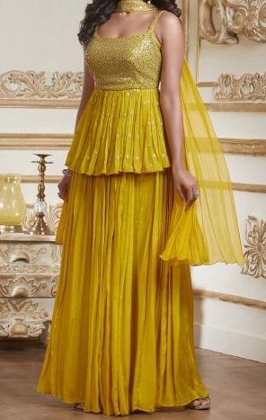 "I love you Ravi, I love you very much. From the day I saw you have t… #romance #Romance #amreading #books #wattpad Sharara For Haldi, Yellow Sharara For Haldi, Haldi Dresses, Haldi Dress Ideas, Haldi Look, Sarara Dress, Yellow Sharara, Punjabi Sharara, Suit Anarkali