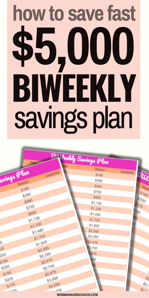 In this post I'll show you a biweekly savings plan to help you save $5000 in the next 26 weeks so you can master ways to save money. Head over to the blog to read this post now and get the free savings plan printable. Don't forget to bookmark it and save it to you board on ways to save money so you can easily refer to it later. 

Savings planner | Savings planner printable | Biweekly savings challenge | biweekly savings plan 6 months | Money savings Challenge 20k Biweekly Savings Plan, Saving Money Biweekly Paycheck, Biweekly Savings Plan 6 Months, Savings Challenge Biweekly, Biweekly Savings Challenge, Savings Plan Biweekly, Biweekly Savings Plan, Savings Plan Printable, Weekly Savings Plan