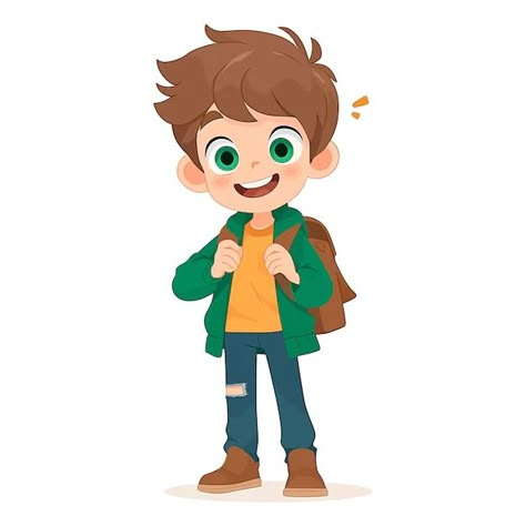 Premium Vector | Free vector of a cute boy wearing a bag and smiling Boy Illustration Character, Little Boy Illustration, Cartoon Characters Sketch, Boy Illustration, Bag Cartoon, Cartoon Boy, Simple Cartoon, Illustration Character, Boys Wear