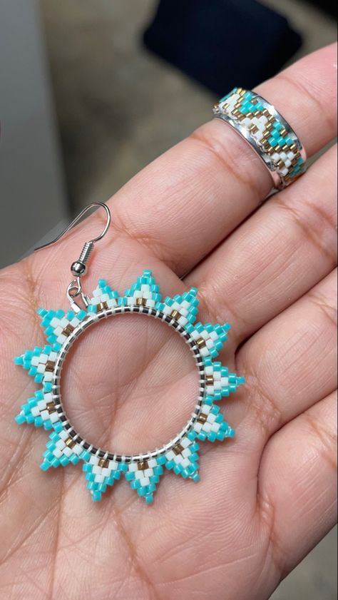 Beaded Circle Earrings, Brick Stitch Earring, Native Earrings, Beaded Jewelry Earrings, Seed Bead Pattern, Bead Embroidery Tutorial, Beaded Bracelets Tutorial, Brick Stitch Earrings, Beading Jewelery