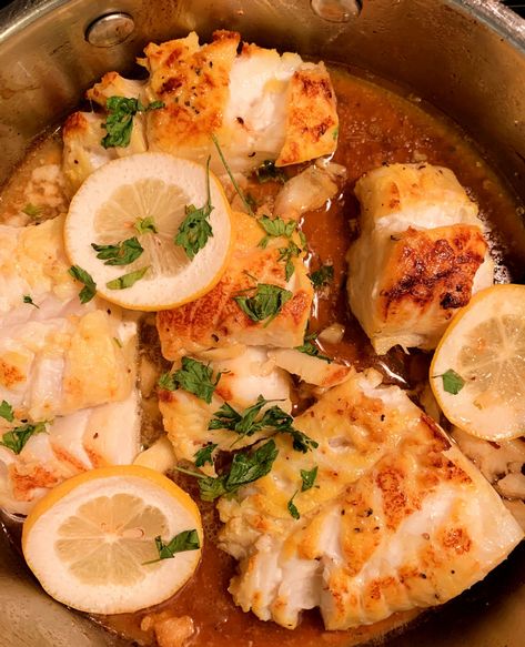 Cod Loin Recipes, Fish Recipes Pan Seared, Lemon Cod, Pan Seared Cod, Fried Cod Recipes, Cod Recipes Healthy, Cod Fillet Recipes, Fried Cod Fish, Seared Cod