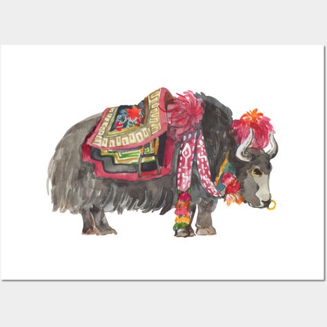 Tibetan yak -- Choose from our vast selection of art prints and posters to match with your desired size to make the perfect print or poster. Pick your favorite: Movies, TV Shows, Art, and so much more! Available in mini, small, medium, large, and extra-large depending on the design. For men, women, and children. Perfect for decoration. Tibetan Yak, Tibetan Art, Drawing Ideas, Mammals, Mood Board, Extra Large, Cow, Art Inspiration, Favorite Movies