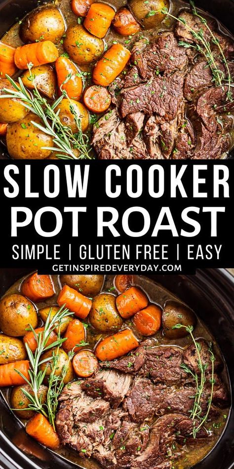 Pot Roast Video, Summer Slow Cooker, Gluten Free Crock Pot Recipes, Gluten Free Gravy, Slow Cooker Pot Roast, Pot Roast Crock Pot Recipes, Chuck Roast Recipes, Pot Roast Recipe, Cooking A Roast