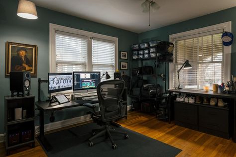 Home Film Studio, Video Editing Room, Video Editing Office, Editing Bay, Film Studio Design, Edit Suite, Office Gaming Room, Video Editing Suite, Lofts Apartments