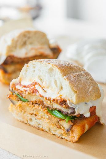 Eggplant Parmesan Sandwiches are a great recipe for an easy and delicious lunch. Crispy fried eggplant sandwiched with mozzarella, basil, and marinara sauce on a ciabatta roll Best Eggplant Recipe, Eggplant Sandwich, Eggplant Parmigiana, Ciabatta Roll, Healthy Sandwiches, Eggplant Parmesan, Pescatarian Recipes, Eggplant Recipes, Picnic Food